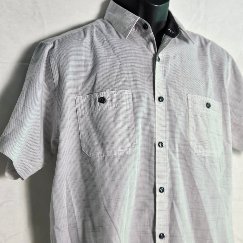 Beverly Hills Polo Club Mens Striped Short Sleeve Button Down Shirt Size S